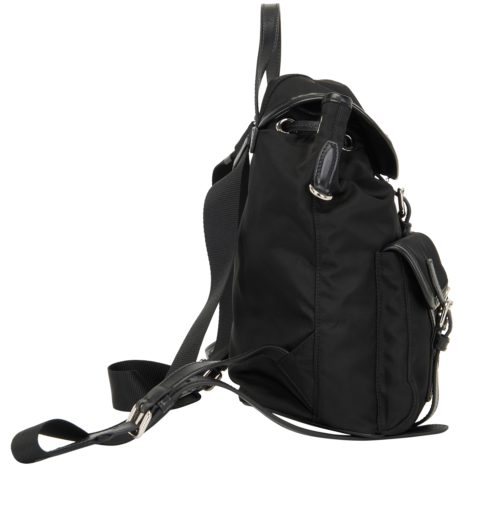 Small Tessuto Backpack, &pound;750, Handbags, Black, Nylon, Side view